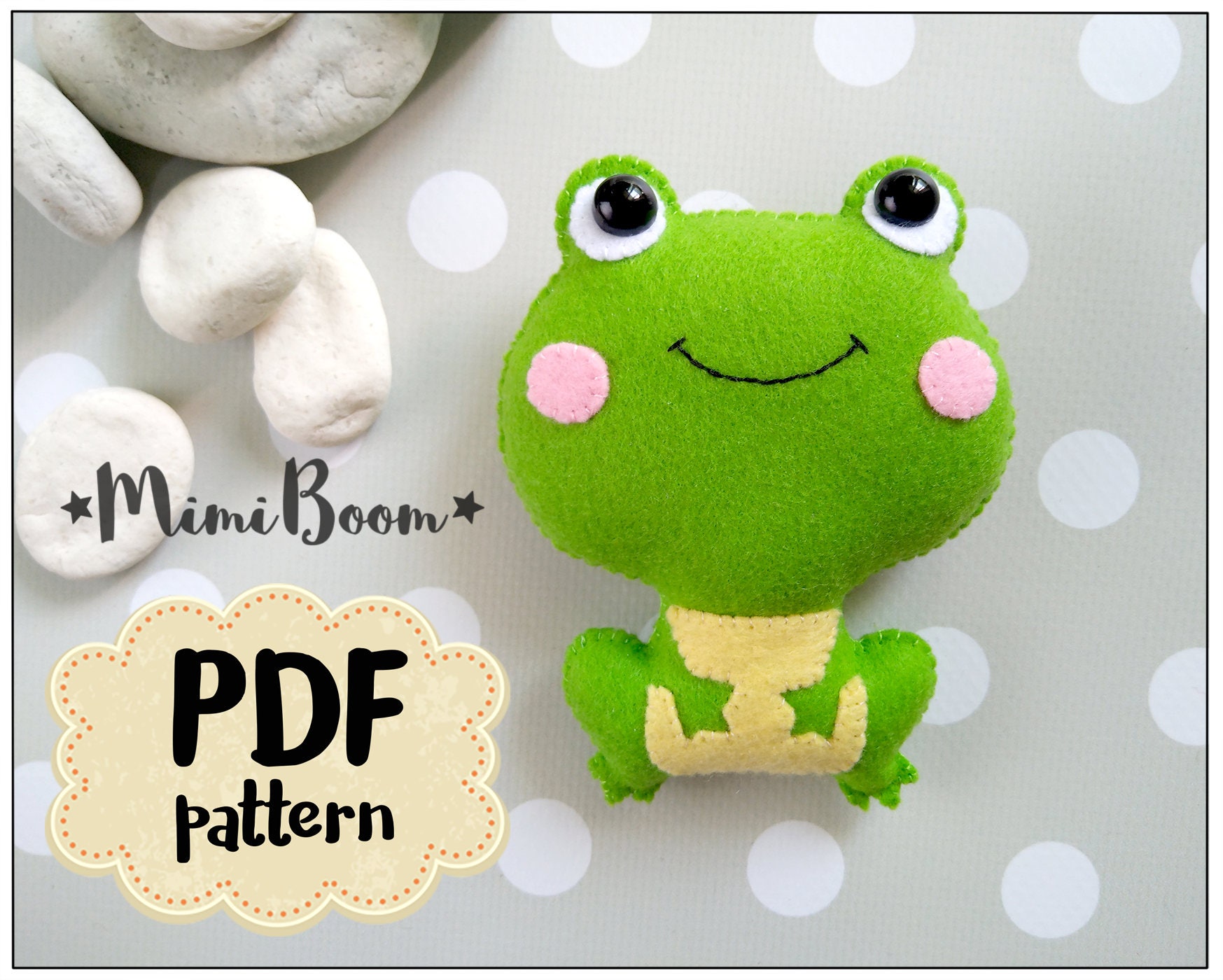 Felt frog pattern PDF tutoriall felt ornaments Frog sewing Etsy