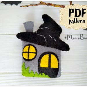 Halloween haunted house pattern Felt pattern Halloween ornament Ghost house pattern Halloween PDF tutorial Felt digital patterns