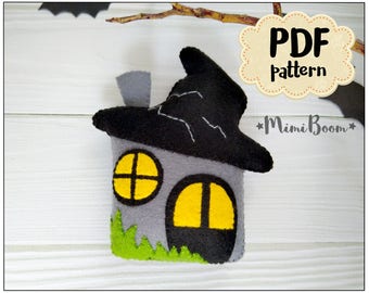 Halloween haunted house pattern Felt pattern Halloween ornament Ghost house pattern Halloween PDF tutorial Felt digital patterns