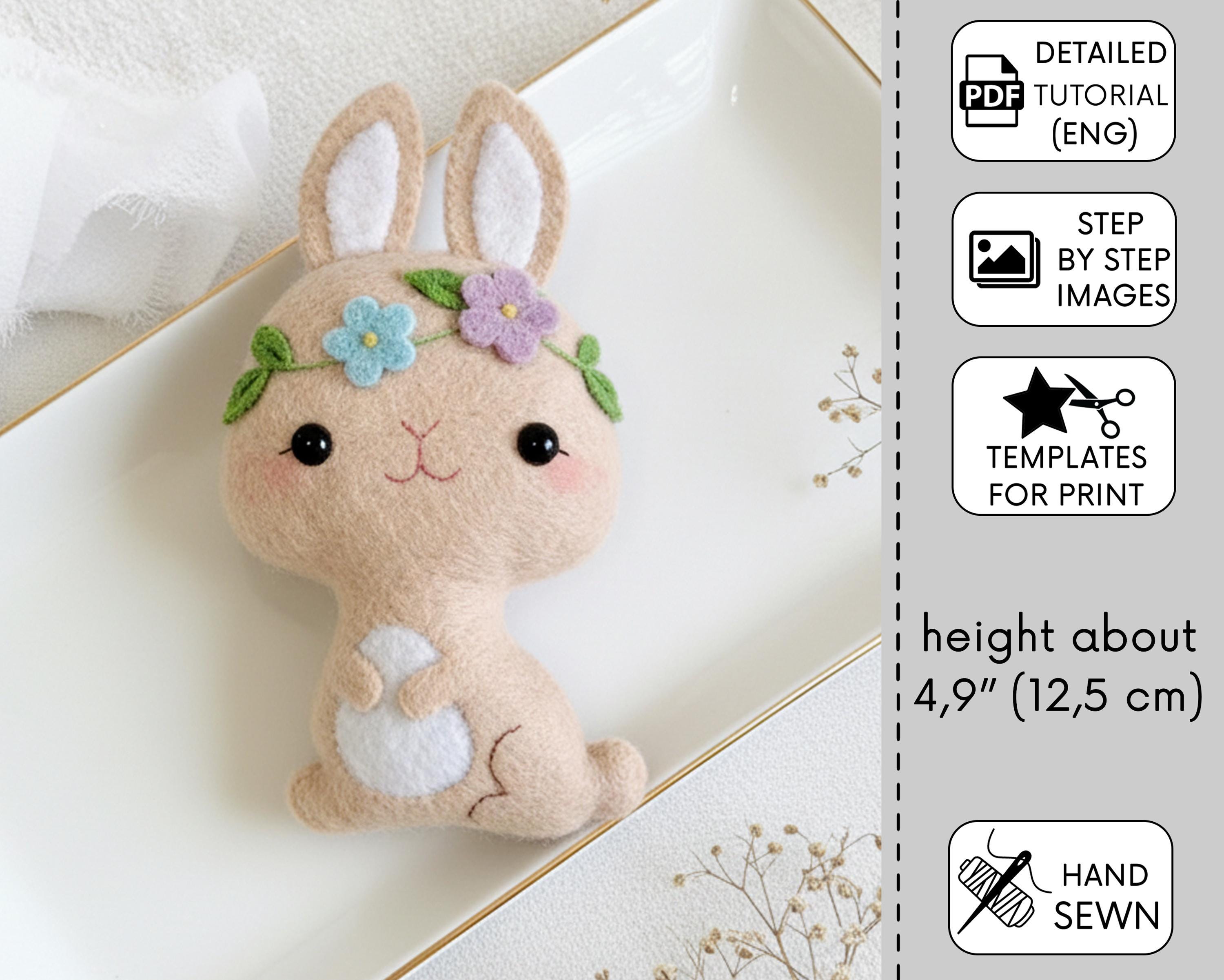 Easter Bunny Sewing Pattern PDF: Hand Sewn Felt Ornament, Cute Stuffed ...