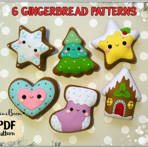 Gingerbread pattern Christmas Gingerbread ornaments pattern felt Christmas ornaments pattern Cookie pattern felt Gingerbread sewing pattern