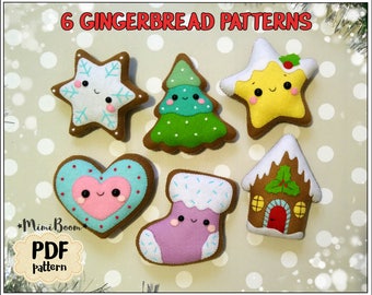 Gingerbread pattern Christmas Gingerbread ornaments pattern felt Christmas ornaments pattern Cookie pattern felt Gingerbread sewing pattern