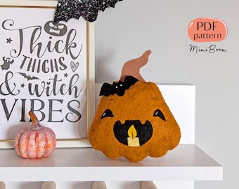 Padrão de feltro Halloween Padrão de abóbora feltro Padrões de costura Padrão de brinquedo de Halloween Padrão de feltro de abóbora PDF Padrão de pelúcia de Halloween