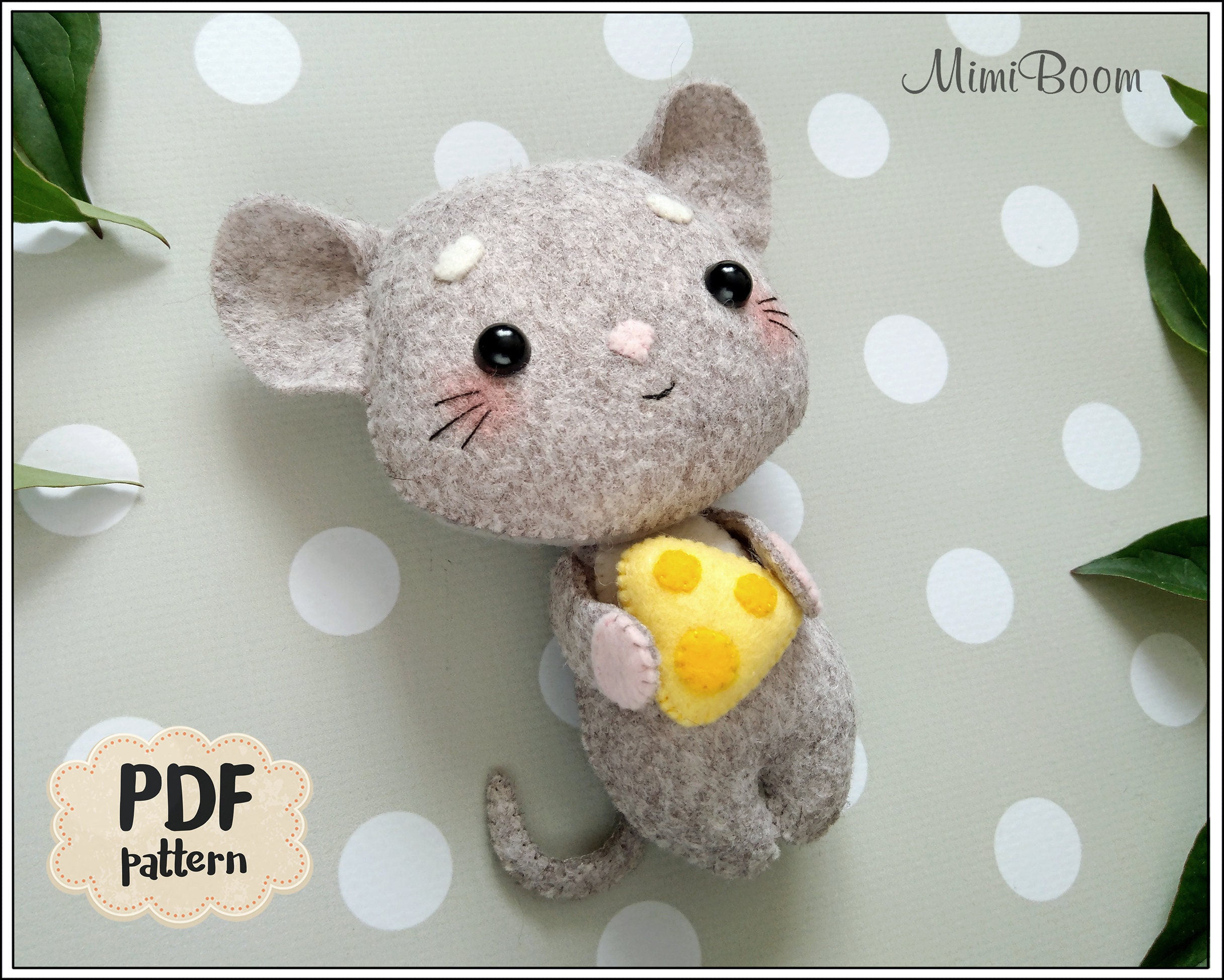 Cute Mouse Ornament Pattern Felt Sewing Pattern Mouse PDF Tutorial ...