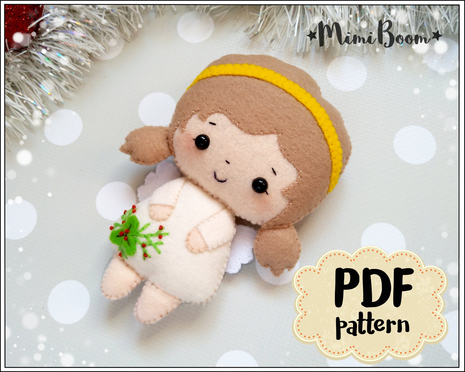 Christmas angel felt ornament Christmas pattern felt Angel Etsy