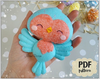 Cute Easter bird pattern PDF Easter pattern bird Easy pattern bird PDFsewing pattern Easter ornament pattern felt Sewing tutorial PDF