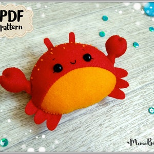 Krabbe Schnittmuster Filz Ornament einfache Schnittmuster PDF Ocean Schnittmuster Kawaii Krabbe Schnittmuster Easy Schnittmuster Krabbe Plushie Schnittmuster Ocean Ornamente Filz