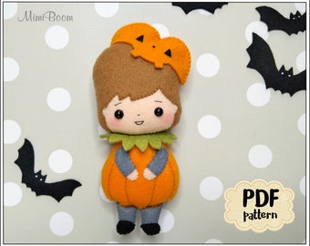 Cute Pumpkin doll pattern Halloween pattern Boy Halloween doll ornament Pumpkin doll pattern Easy patterns PDF Halloween ornaments pattern