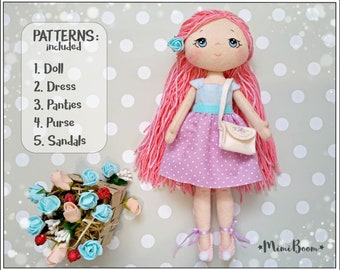 Felt doll pattern Sewing pattern doll felt  Doll clothes pattern Dollmaking PDF doll tutorial DIY doll pattern Easy pattern felt