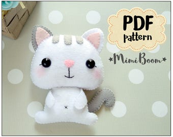 Cat felt pattern PDF ornament Cat pattern PDF tutorial Felt sewing Animals sewing pattern DIY sewing pattern felt Cat plushie