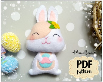 Cute Easter bunny pattern felt PDF pattern Easter ornament Bunny sewing pattern Easter ornament Bunny pattern Rabbyt easy pattern sewing