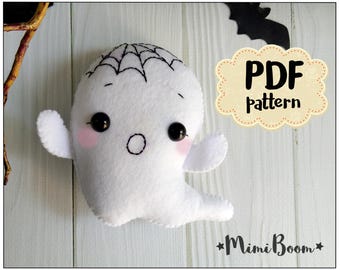 Halloween ghost pattern Halloween ornament tutorial Ghost Felt halloween pattern Ghost DIY ornament Halloween plushies Easy pattern Ghost