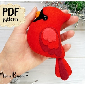 Christmas pattern Cardinal Felt Cardinal pattern Christmas ornaments pattern PDF Sewing pattern Christmas