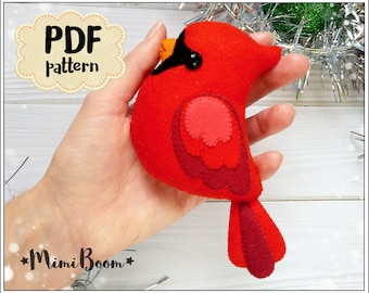 Christmas pattern Cardinal Felt Cardinal pattern Christmas ornaments pattern PDF Sewing pattern Christmas