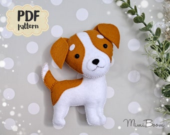 Jack Russel pattern felt PDF sewing pattern Terrier ornament DIY Dog pattern Animals sewing tutorial Pet lovers Pets pattern Craft with kids
