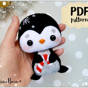 Felt pattern penguin - Christmas pattern felt - Penguin pattern PDF - Felt pattern Christmas - Sewing pattern penguin - Christmas gifts DIY