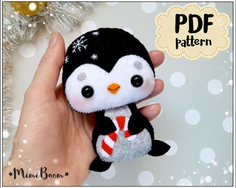 Penguin ornament Christmas pattern felt Penguin pattern PDF Christmas ornaments felt pattern Penguin sewing tutorial Christmas DIY ornaments
