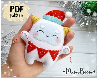 Molde de feltro Yeti - Molde de feltro de Natal - Molde de Yeti em PDF - Molde de feltro de Natal - Molde de costura em feltro - Presentes de Natal DIY
