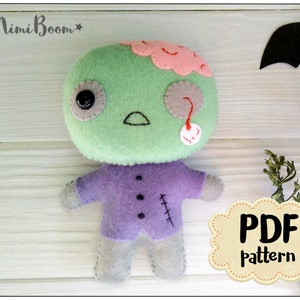 Halloween pattern Zombie Halloween ornament Felt pattern Halloween doll pattern digital patterns Dolls DIY felt ornaments Halloween tutorial