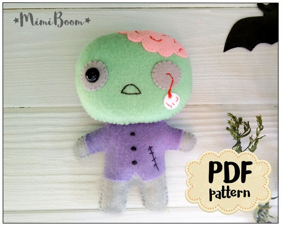 Halloween pattern Zombie Halloween ornament Felt pattern Halloween doll pattern digital patterns Dolls DIY felt ornaments Halloween tutorial