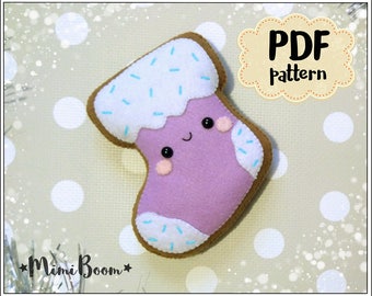 Gingerbread stocking felt pattern Christmas pattern felt Gingerbread cookie PDF pattern Gingerbread cookie easy sewing pattern Christmas