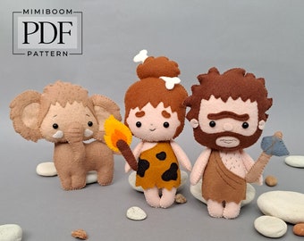 Neanderthal pattern PDF Neanderthal toy pattern Felt sewing pattern Sewing with kids Cute Neanderthal doll DIY