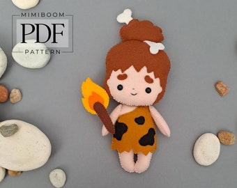 Neanderthal pattern PDF Neanderthal toy pattern Felt sewing pattern Sewing with kids Cute Neanderthal doll DIY