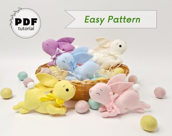 Easter Bunny Sewing Pattern Felt: Easy DIY Easter Ornaments PDF Tutorial