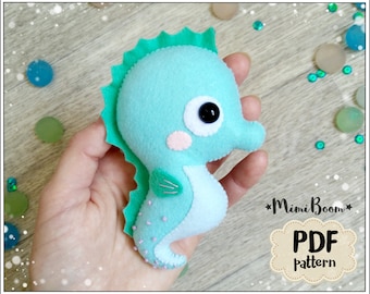 Cute seahorse ornament pattern Felt pattern seahorse PDF Ocean pattern Kawaii pattern seahorse Easy pattern plushie seahorse Sewing pattern