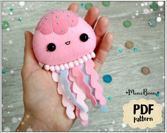 Jellyfish ornament pattern Felt Jellyfish pattern PDF Ocean pattern Cute Jellyfish pattern Easy felt pattern plushie Jellyfish Sewing