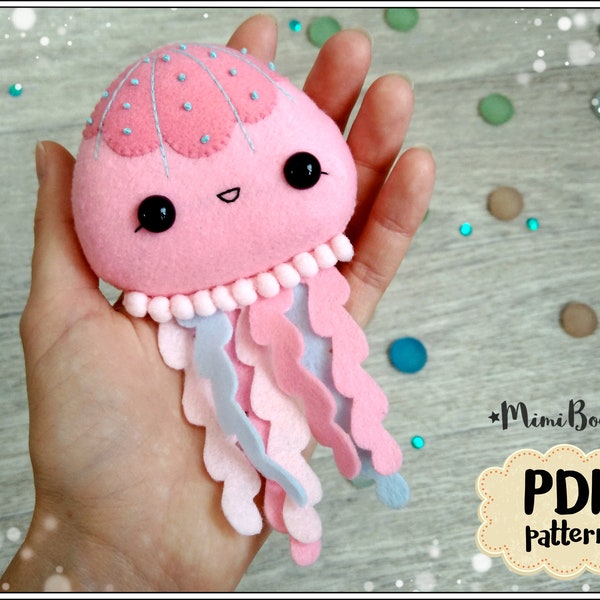 Jellyfish ornament pattern Felt Jellyfish pattern PDF Ocean pattern Cute Jellyfish pattern Easy felt pattern plushie Jellyfish Sewing