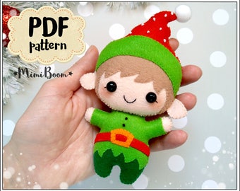 Felt pattern Christmas elf Santa Helper pattern Christmas ornaments pattern PDF Sewing pattern Christmas
