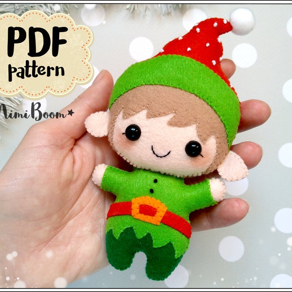 Felt pattern Christmas elf Santa Helper pattern Christmas ornaments pattern PDF Sewing pattern Christmas