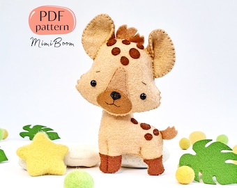 Padrão de hiena PDF - Padrão de feltro Hiena - Padrão de feltro Animais africanos - Padrão de brinquedo de hiena - Padrão de feltro Animais Safary - Pelúcia de hiena