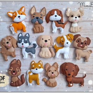Felt pattern dog Sewing pattern dog PDF pattern dog Christmas ornaments dogs Digital pattern