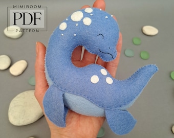 Dinosaur Felt Pattern PDF: Dino Ornament Sewing Guide - Step by step DIY Plush Ornament