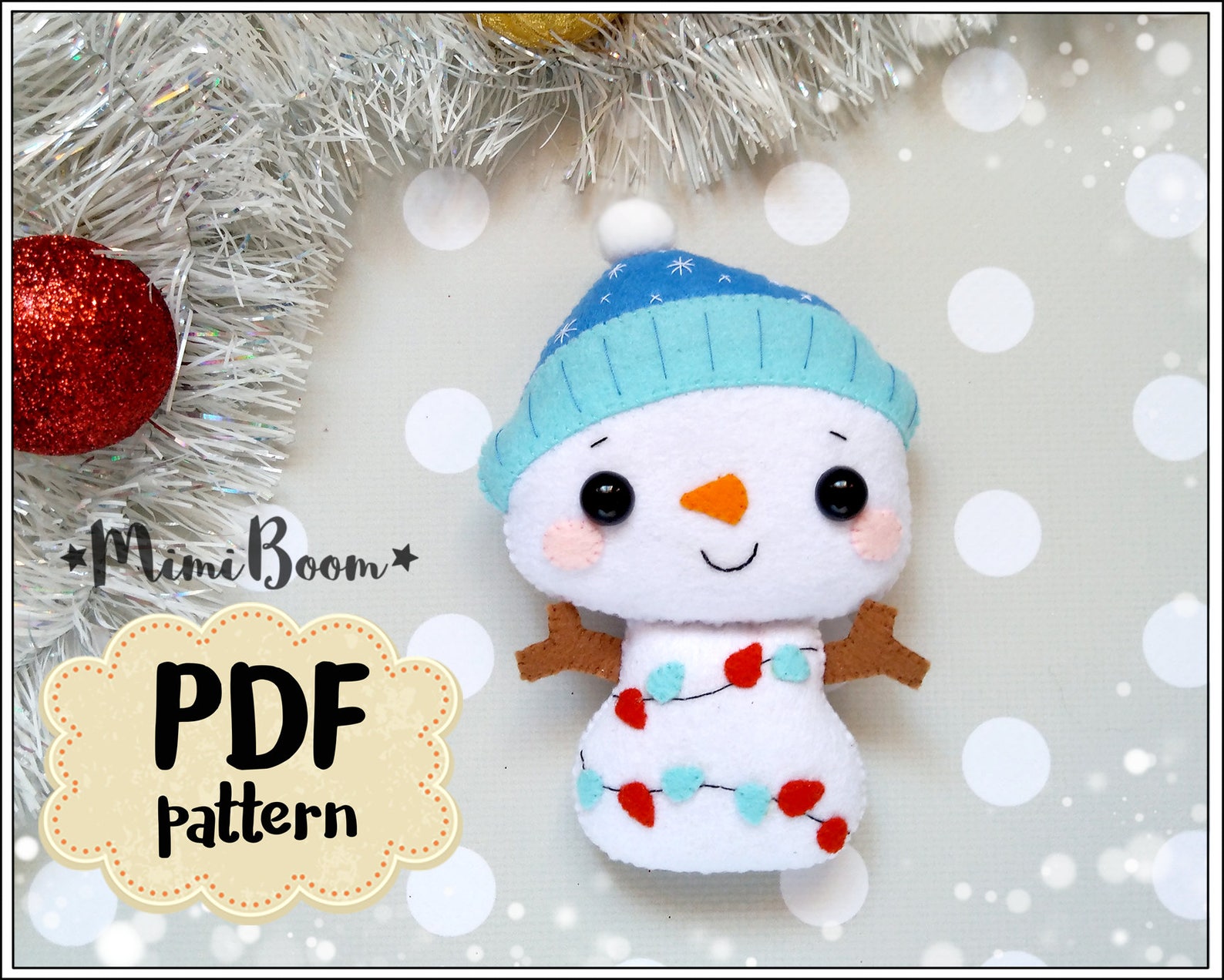 Snowman ornament Christmas pattern felt Snowman pattern PDF Etsy
