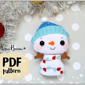 Christmas pattern Snowman Felt Snowman pattern Christmas ornaments pattern PDF Sewing pattern Christmas