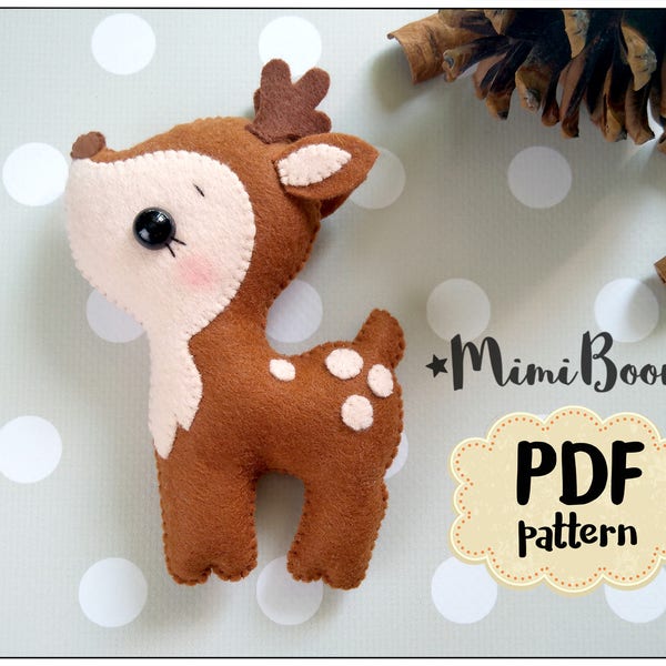 Felt deer pattern Felt sewing deer PDF tutorial DIY deer plushies tutorial Deer pdf sewing pattern DIY deer ornaments pattern felt