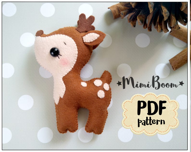 Felt deer pattern Felt sewing deer PDF tutorial DIY deer plushies tutorial Deer pdf sewing pattern DIY deer ornaments pattern felt 