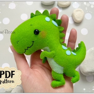 Felt pattern dinosaur Easy PDF pattern dinosaur felt Sewing pattern T-Rex pattern Cute dinosaur ornament pattern DIY dinosaur sewing