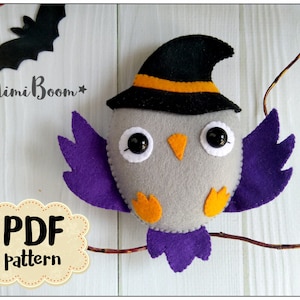 Halloween owl pattern Halloween ornament tutorial Owl Felt halloween pattern owl DIY ornament Halloween plushies Easy pattern owl