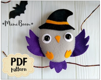 Halloween owl pattern Halloween ornament tutorial Owl Felt halloween pattern owl DIY ornament Halloween plushies Easy pattern owl