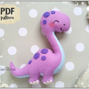 Felt pattern dinosaur Easy PDF pattern dinosaur Sewing pattern diplodocus pattern Cute dinosaur ornament pattern DIY dinosaur sewing pattern