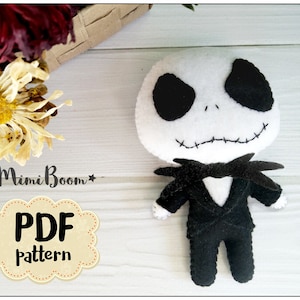 Jack Skellington pattern felt Halloween pattern Jack Skellington felt ornament DIY felt ornaments Halloween patterns DIY Halloween ornaments