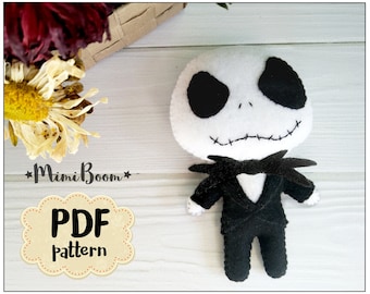 Jack Skellington pattern felt Halloween pattern Jack Skellington felt ornament DIY felt ornaments Halloween patterns DIY Halloween ornaments