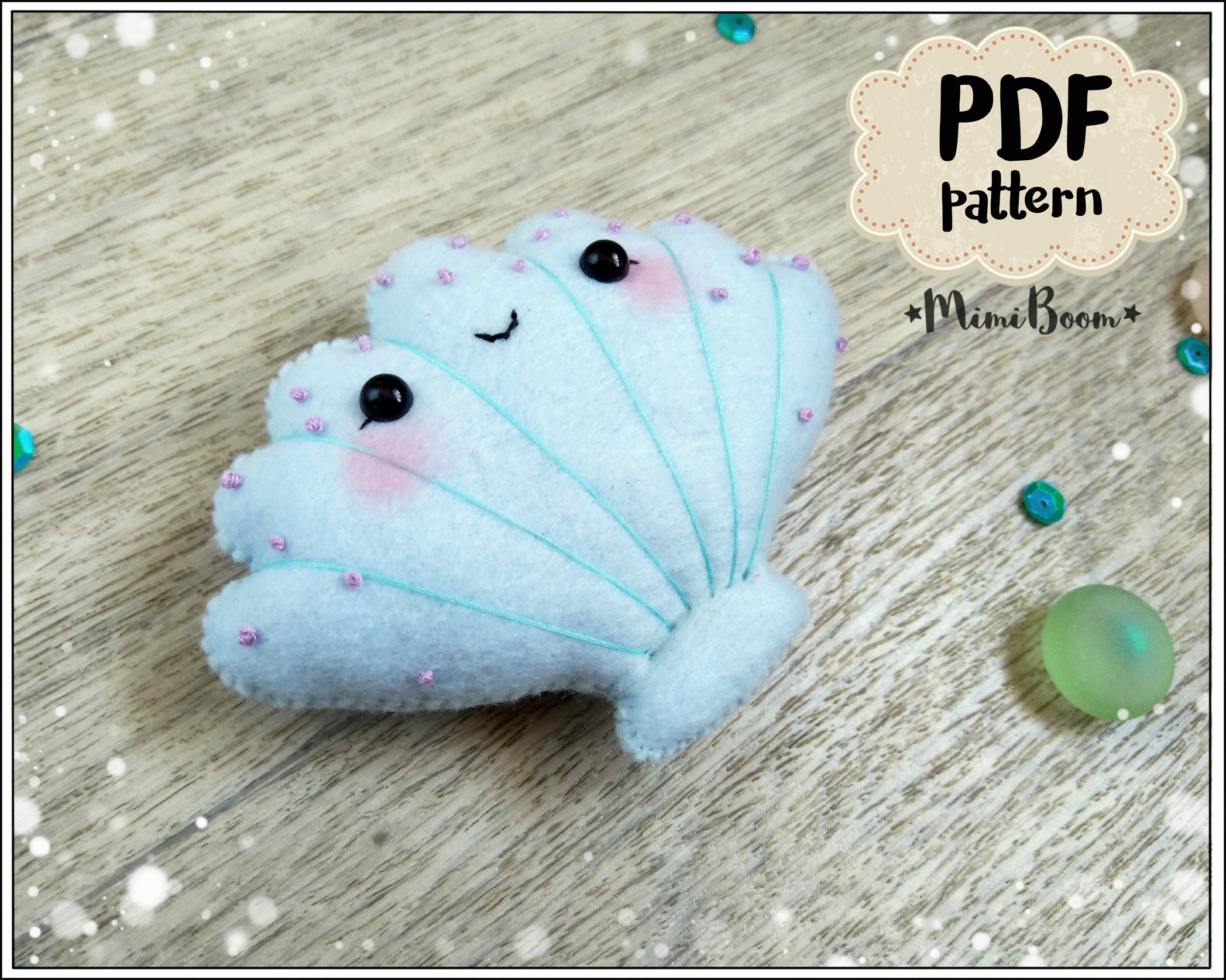 Felt Shell Pattern Cute Shell Ornament Pattern Easy PDF Pattern Ocean ...