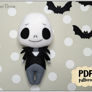 Cute Jack Skellington pattern Halloween pattern felt Jack Skellington doll pattern PDF patterns DIY Halloween ornaments Easy pattern PDF