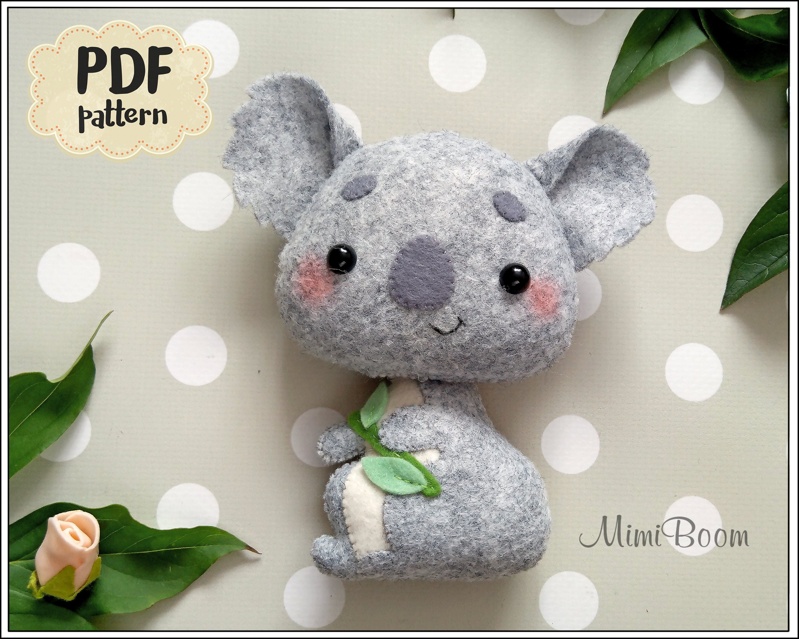 Felt Koala Pattern Felt Sewing Koala PDF Tutorial DIY Koala Etsy