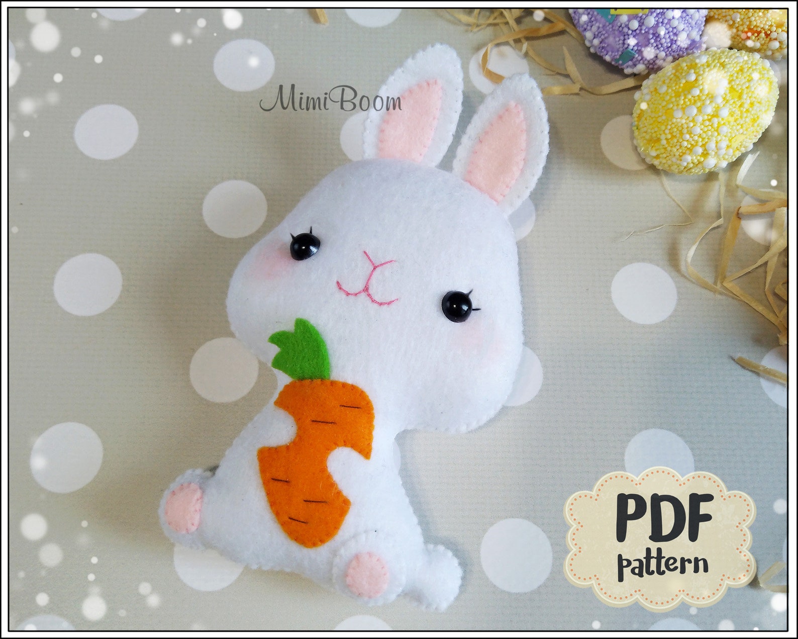Felt Easter Bunny PDF Sewing Pattern - Cute Spring Bunny Ornament ...